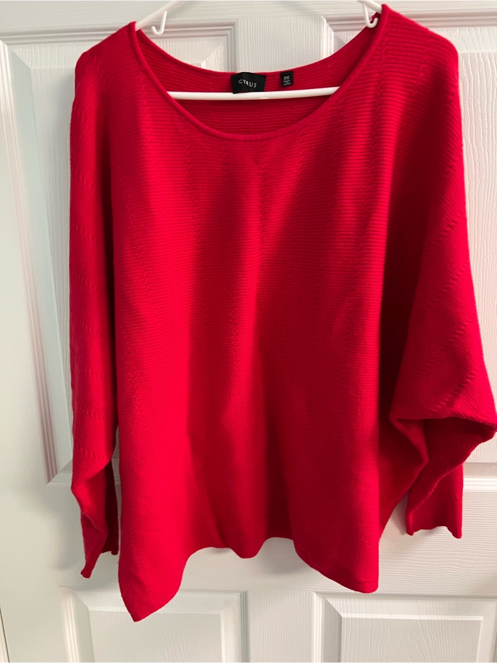 Cyrus Bright Red Scoop Neck Women's Pullover - Picture 1 of 6